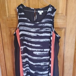 Black and White Cato Dress with Coral Accents